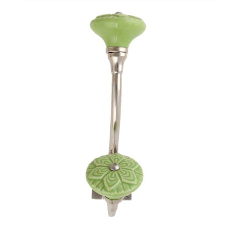 Green Wheel Flower Ceramic Silver Iron Hook